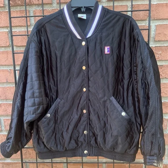 Vintage 90's Nike Court Quilted Jacket Snap Button - Picture 3 of 8